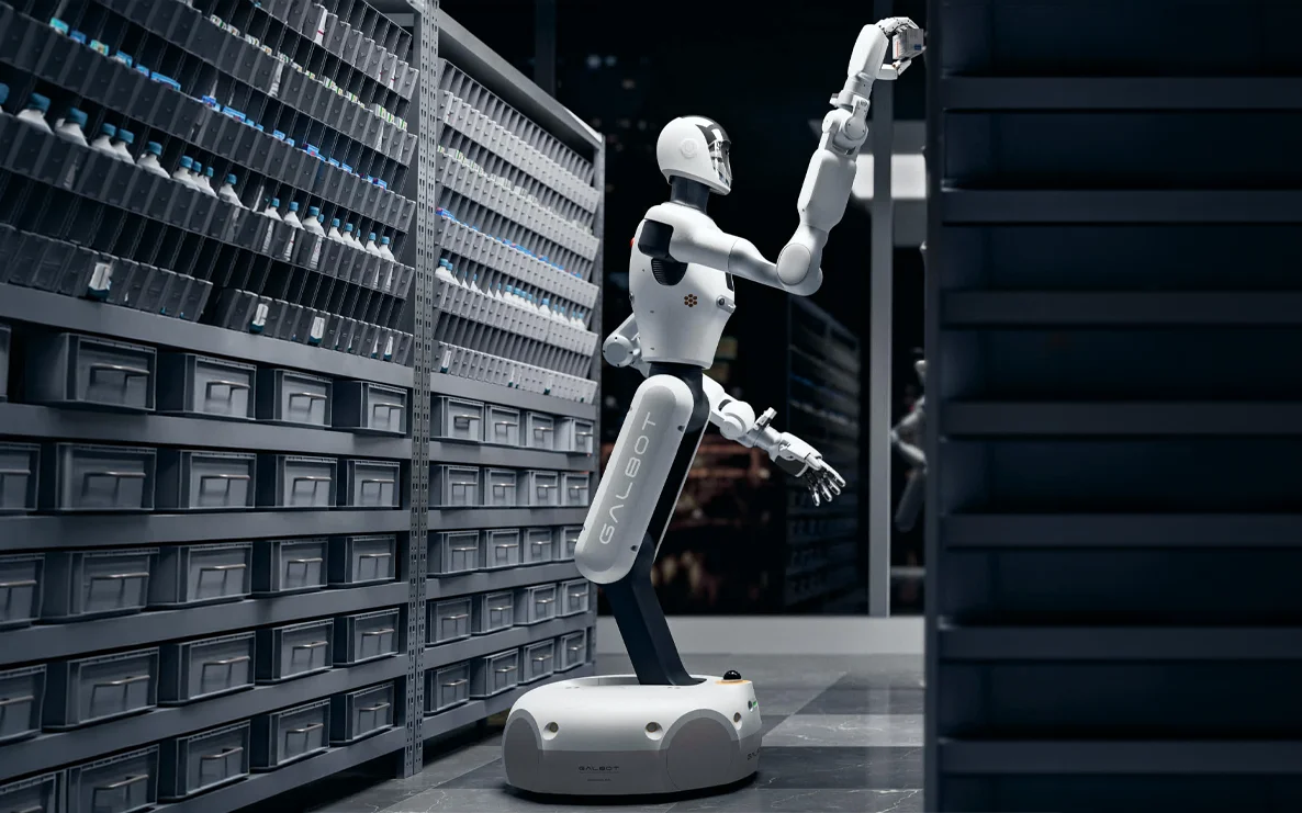 GALBOT G1 working at shelving