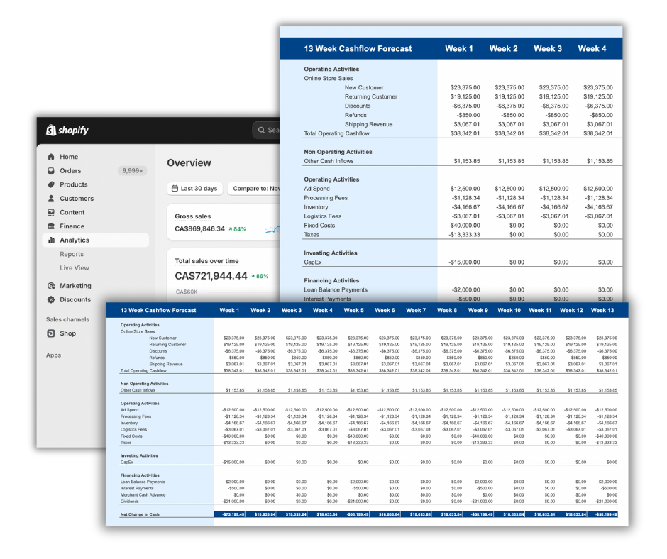 An image of the 13 week cashflow dashboard.