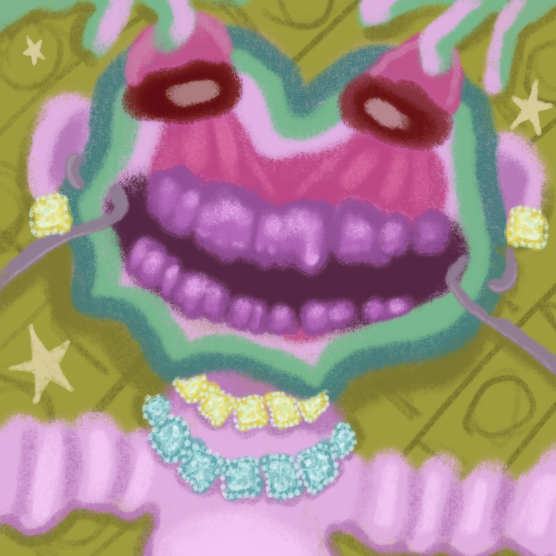 man with jewels and money