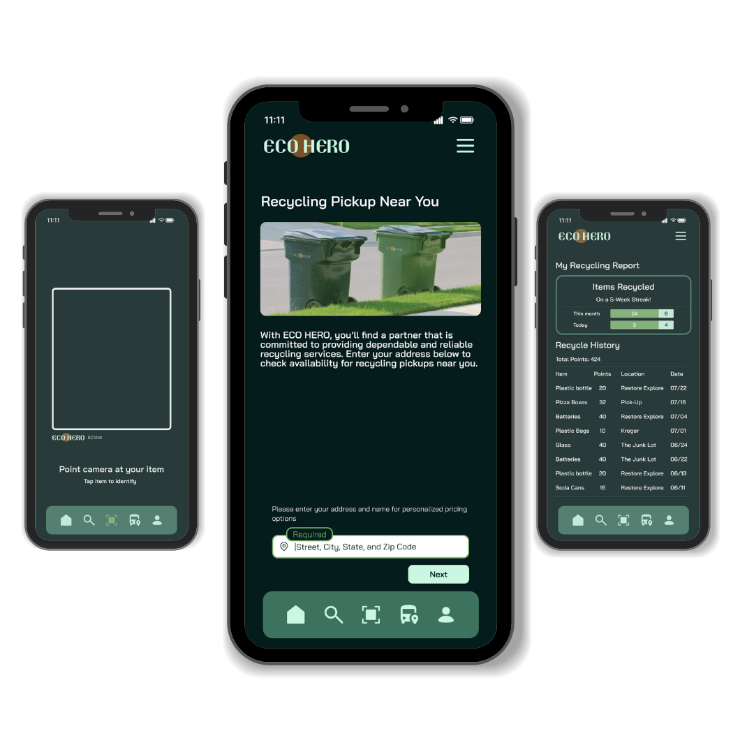 screenshot of ECO HERO in phone layouts