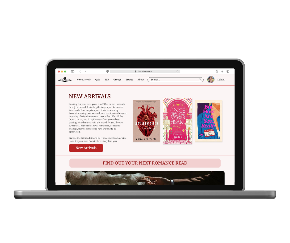 Screenshot of Trope finder website in computer layout