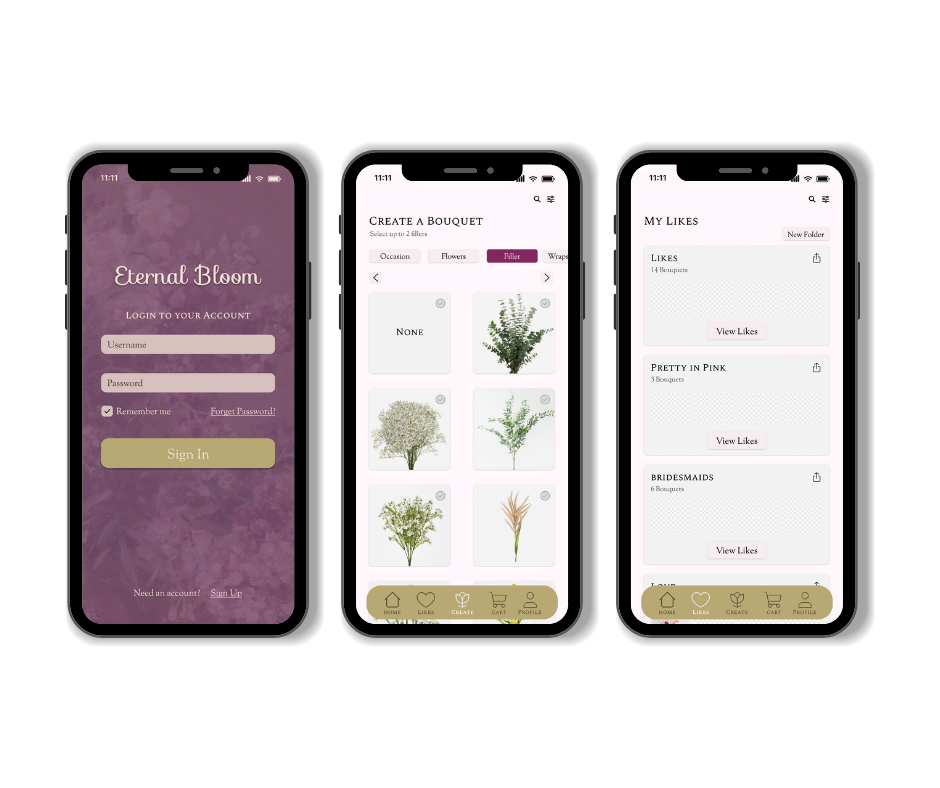 Eternal bloom screenshots in phone layouts
