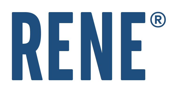 RENE registered trademark logo in dark blue letters.