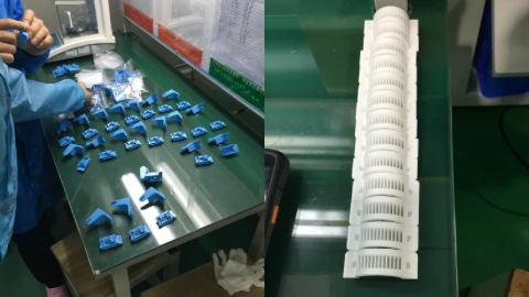 NANOSONICS SUPPLIER ASSEMBLY AND PACKINGdule showing black plastic casing, metal screws, and a gray circular component.