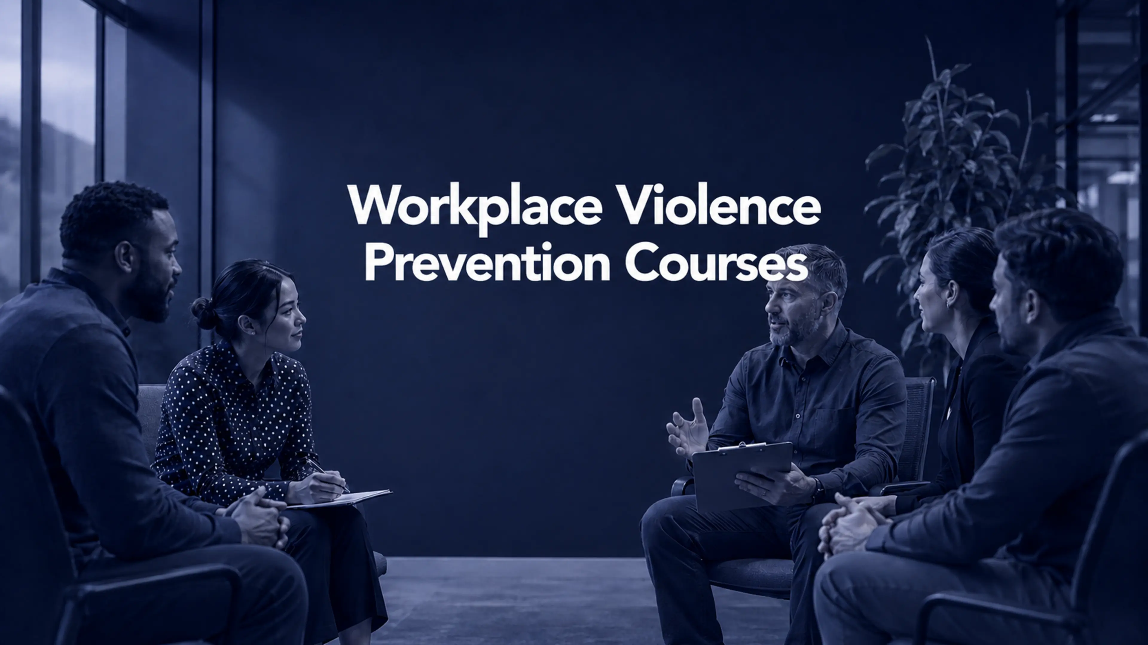 HR and safety leaders discussing a workplace violence prevention training plan