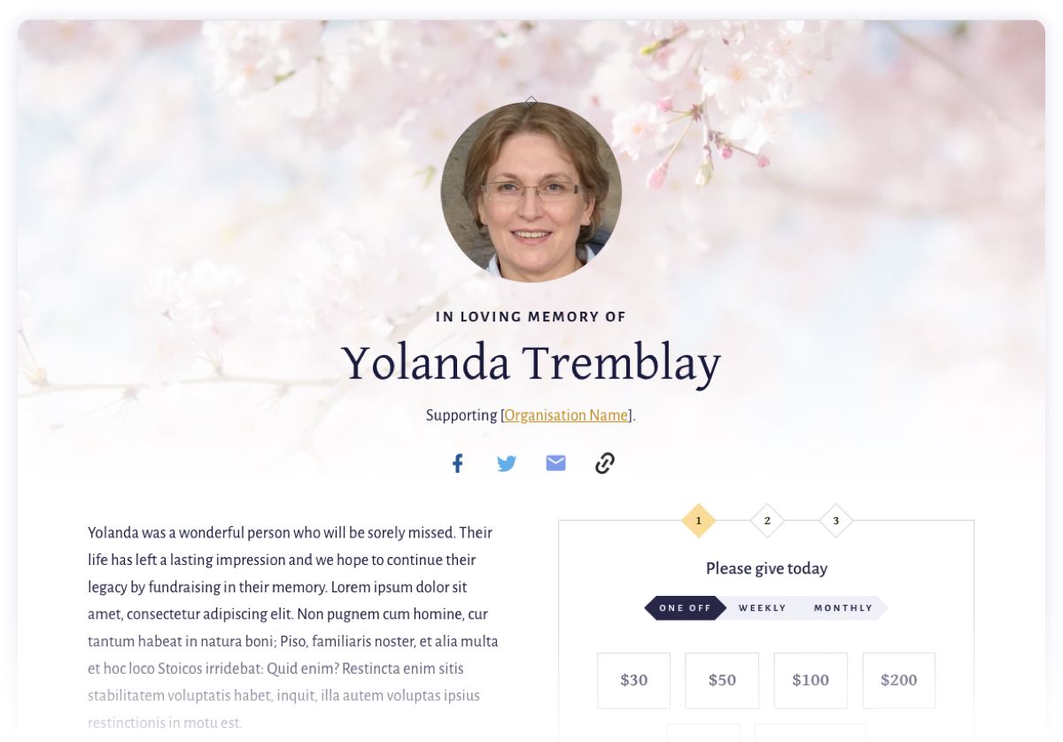 Our new In Memoriam template.