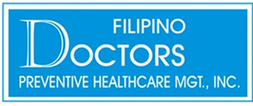 Logo with white text reading 'Filipino Doctors Preventive Healthcare MGT., Inc.' on a blue background.