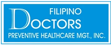 Logo with white text reading 'Filipino Doctors Preventive Healthcare MGT., Inc.' on a blue background.