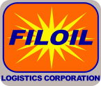 Logo for FILOIL Logistics Corporation with bold blue text and yellow starburst on orange background.