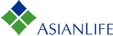 AsianLife company logo with four diamond shapes and blue text.