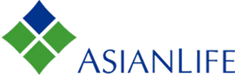 AsianLife company logo with four diamond shapes and blue text.