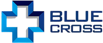 Blue Cross logo with a stylized blue cross shape to the left of the words 'BLUE CROSS' in blue capital letters.