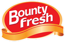 Bounty Fresh brand logo with white text on a red oval background and an orange ribbon below.