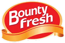 Bounty Fresh brand logo with white text on a red oval background and an orange ribbon below.