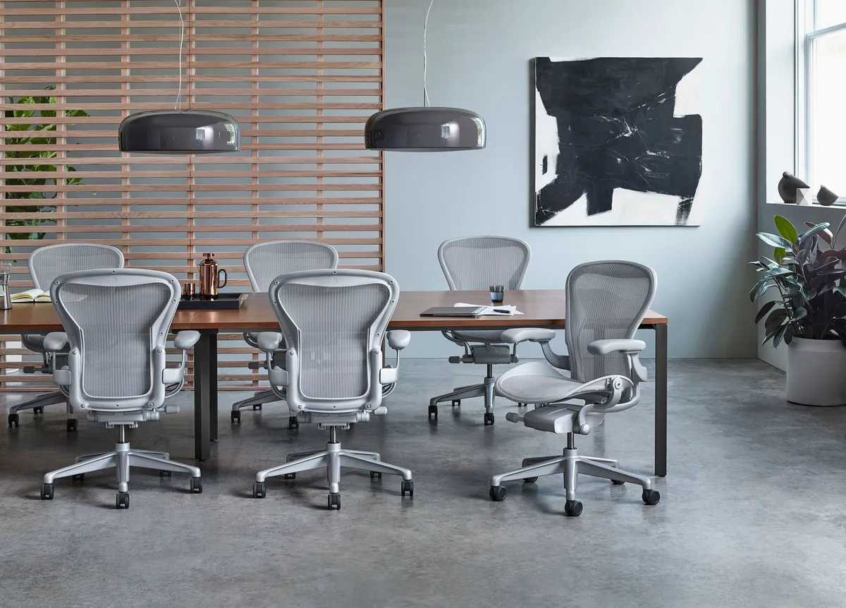 Herman Miller Aeron chairs around a meeting table