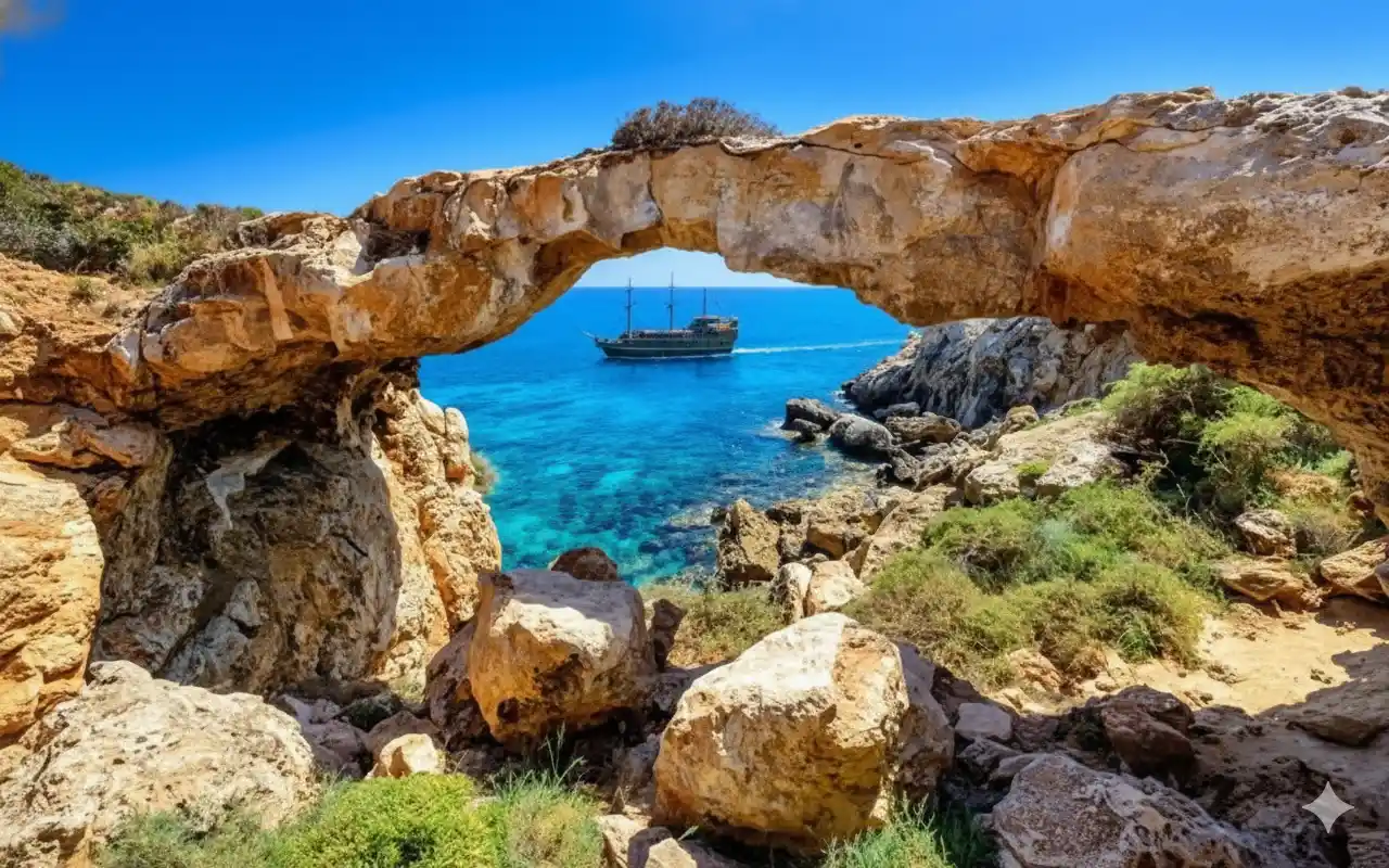  Scenic view of the ocean and mountains from a hilltop, showcasing the natural beauty of the landscape.