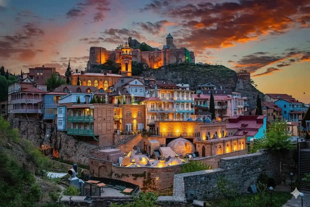  Scenic view of the ocean and mountains from a hilltop, showcasing the natural beauty of the landscape.