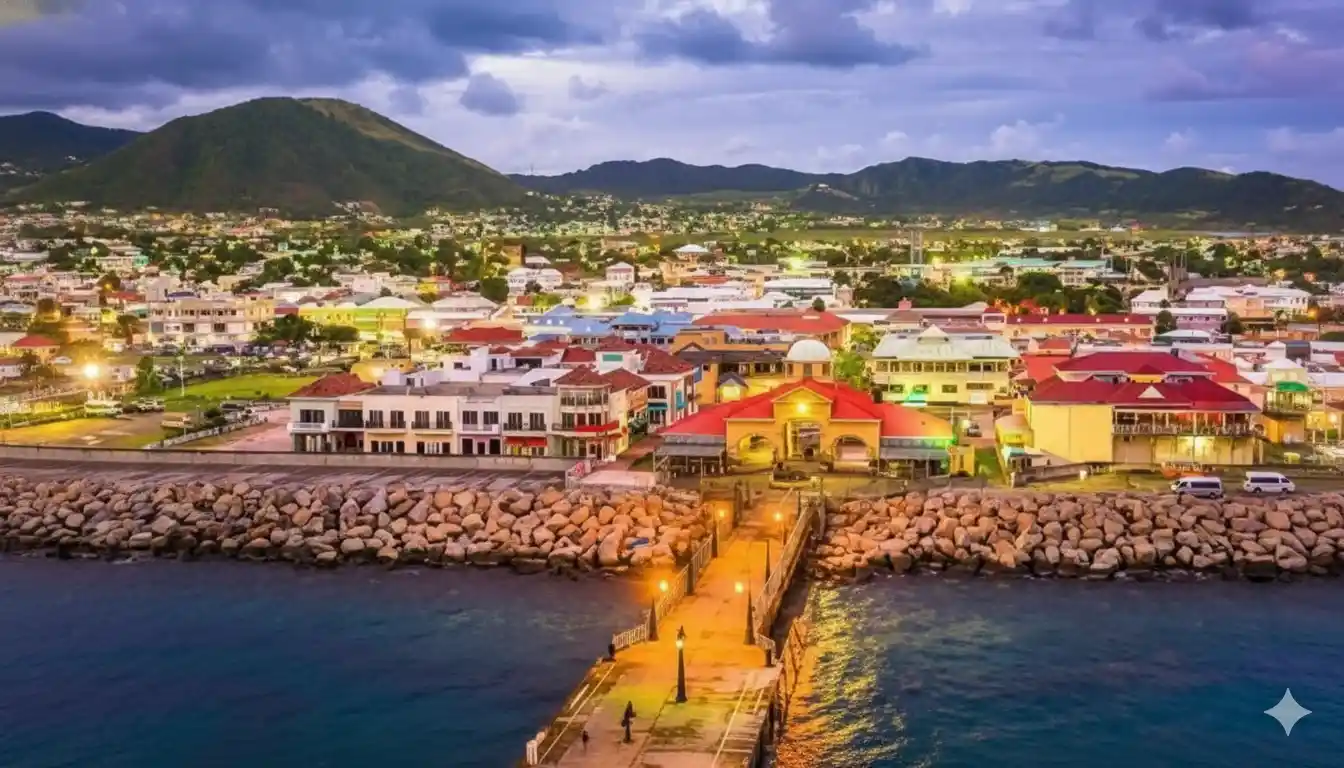  Scenic view of the ocean and mountains from a hilltop, showcasing the natural beauty of the landscape.
