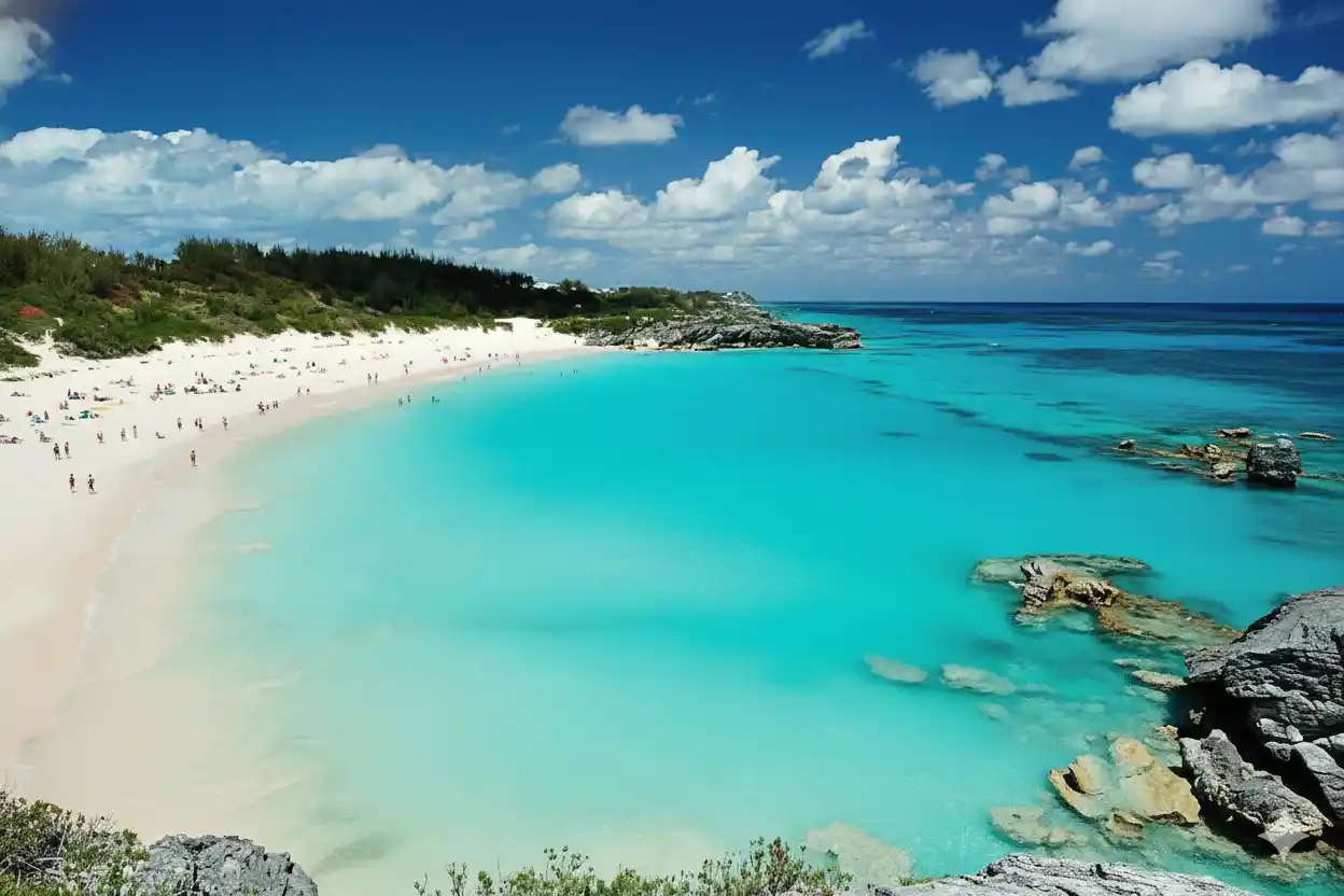  Scenic view of the ocean and mountains from a hilltop, showcasing the natural beauty of the landscape.