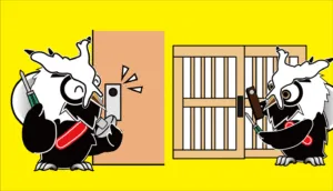 カギ交換イラスト-カギの110番佐世保(有)防犯システム