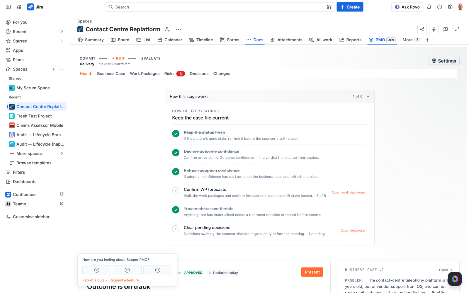 Sapper PMO — How this stage works guided checklist