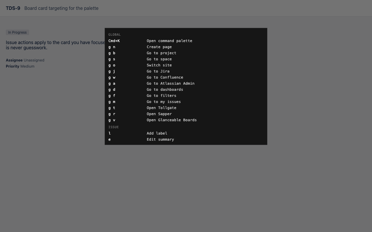 Hotkeys for Jira cheatsheet — global and issue chords including Softwired apps