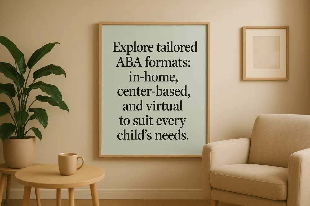 Explore tailored ABA formats: in-home, center-based, and virtual to suit every child's needs.
