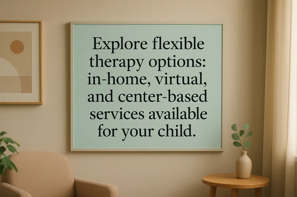 Explore flexible therapy options: in-home, virtual, and center-based services available for your child.