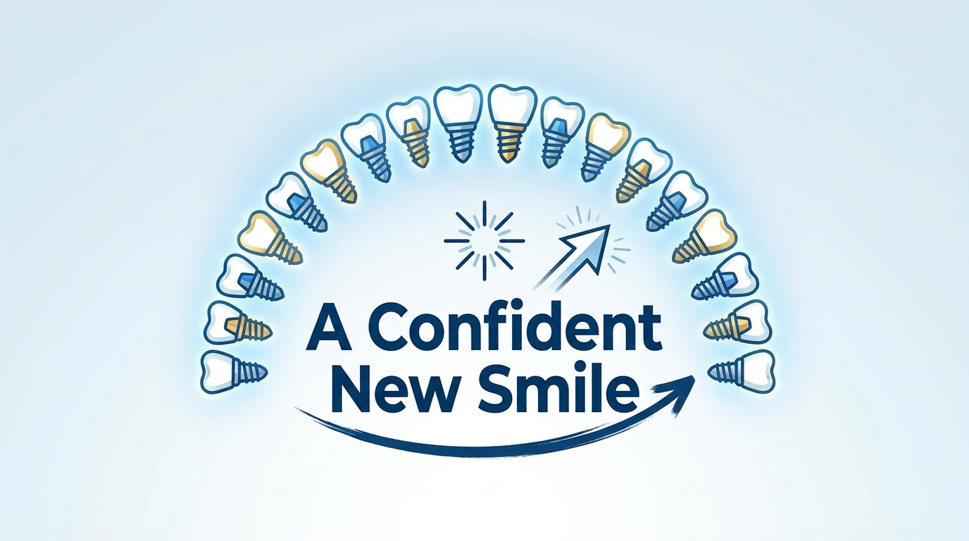 One-phrase callout-style visual: "A Confident New Smile"