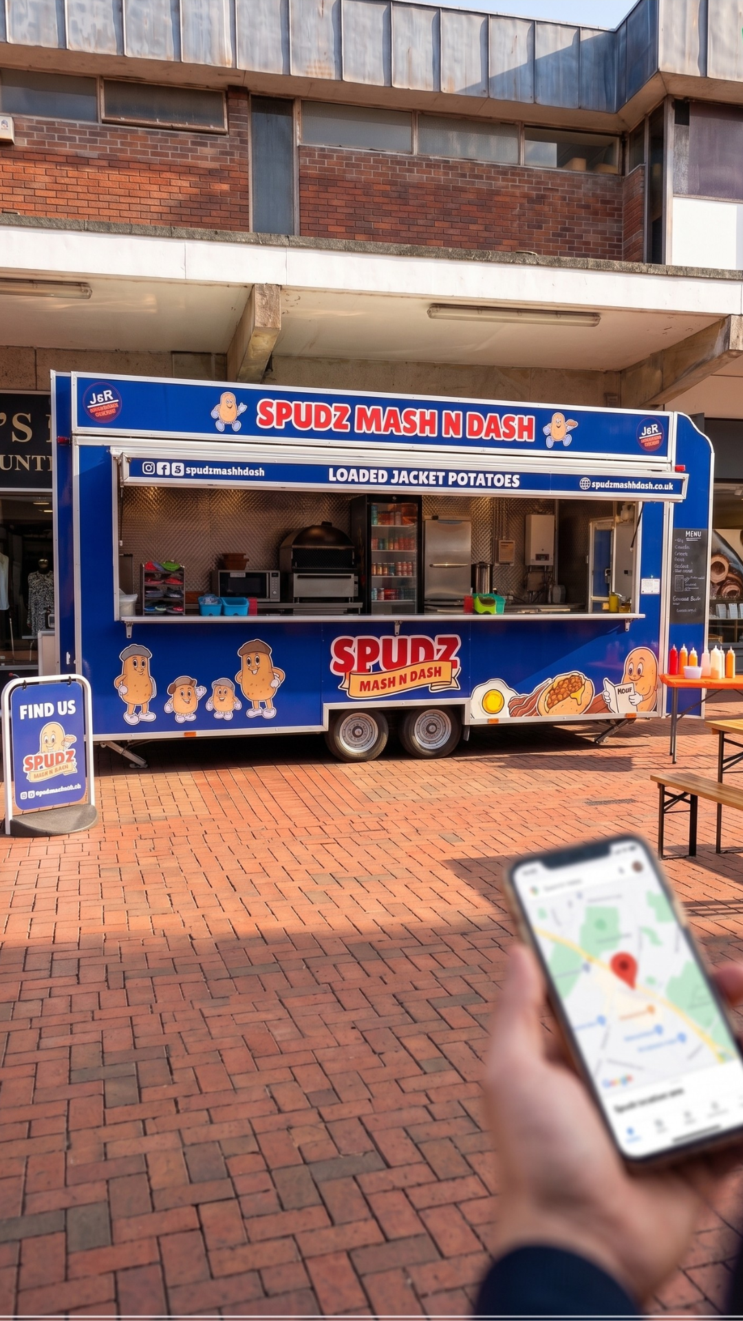 Food truck at Nuneaton Market walkway