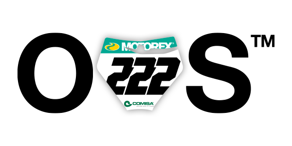 Motorex 222 motocross number plate logo with Comisa branding.