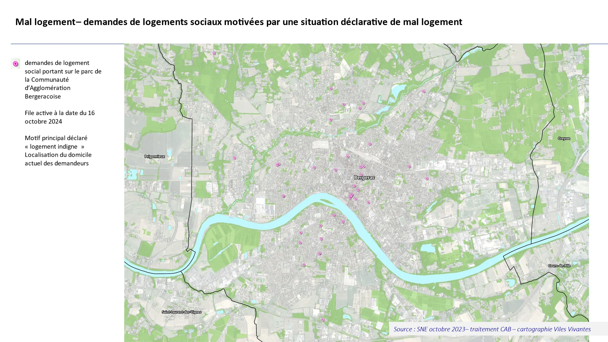 Communauté d’agglomération Bergeracoise – analyse à la parcelle de la demande de logements sociaux motivée par une situation de mal logement dans le parc privé – données SNE