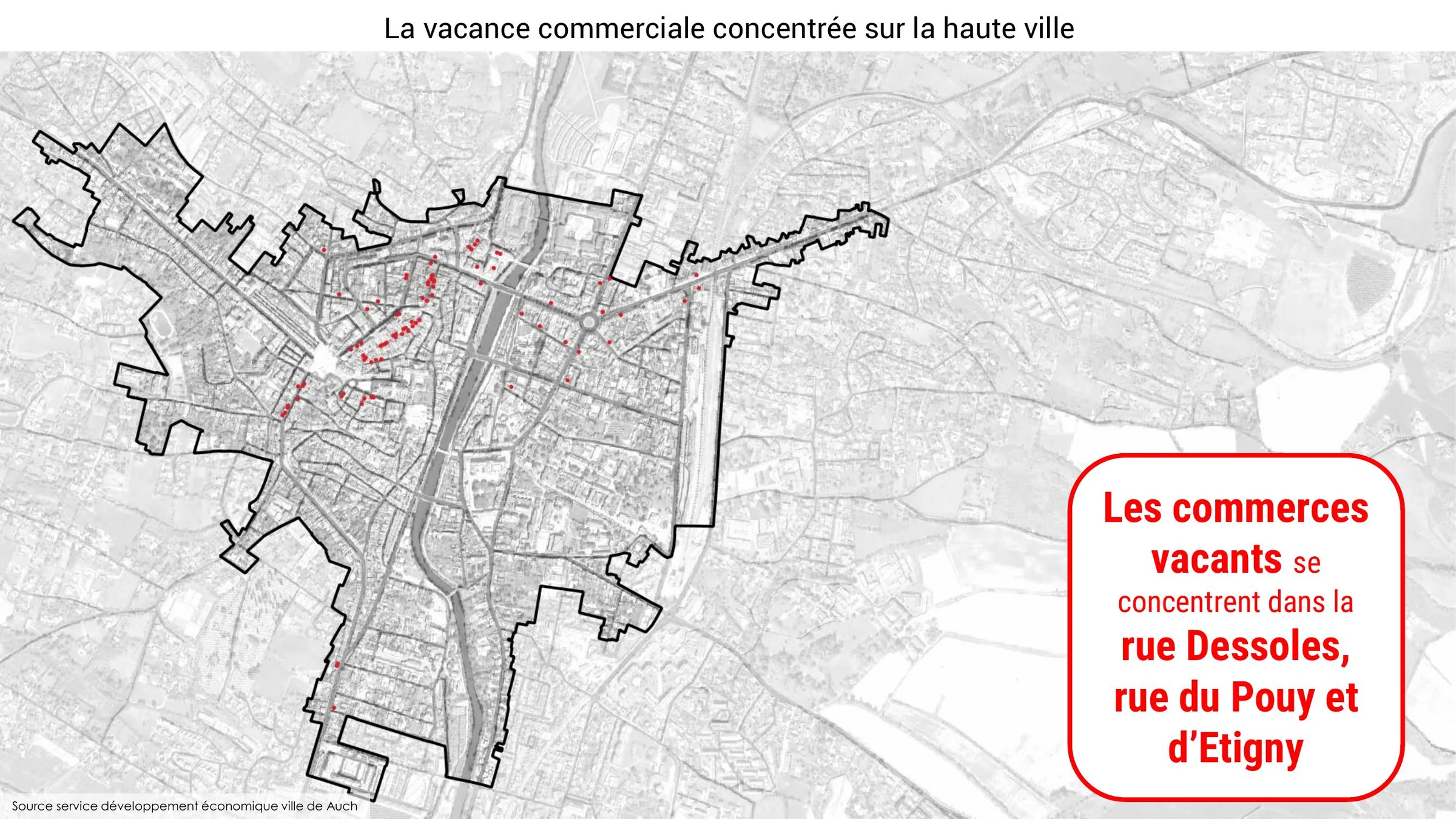 La vacance commerciale concentrée sur la haute ville