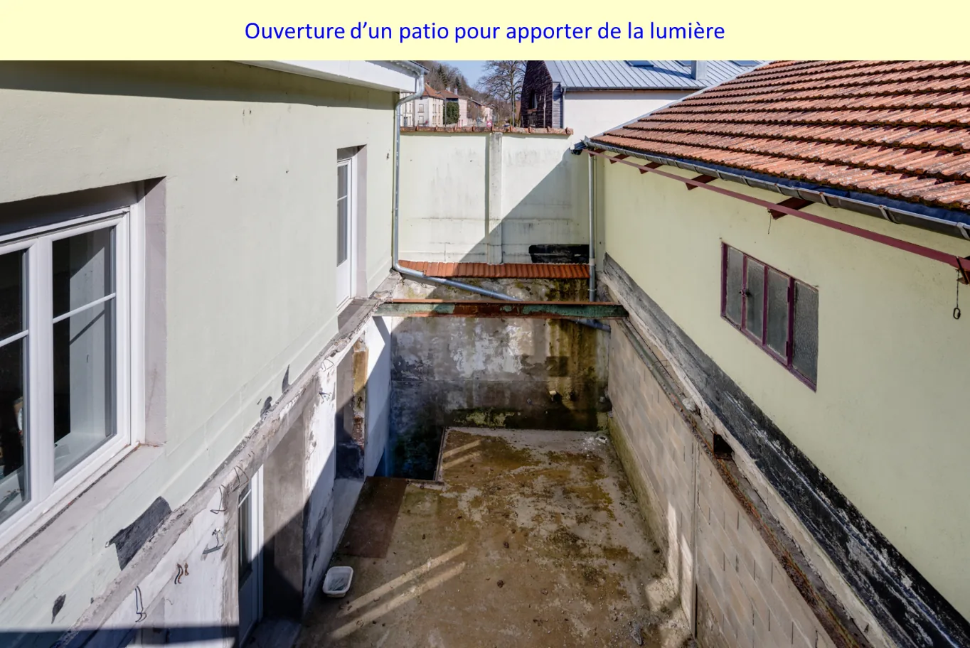 – Opération BIMBY BUNTI du SCoT des Vosges Centrales (88) – 2/5 découverture de la cour pour retrouver des éclairements en RDC