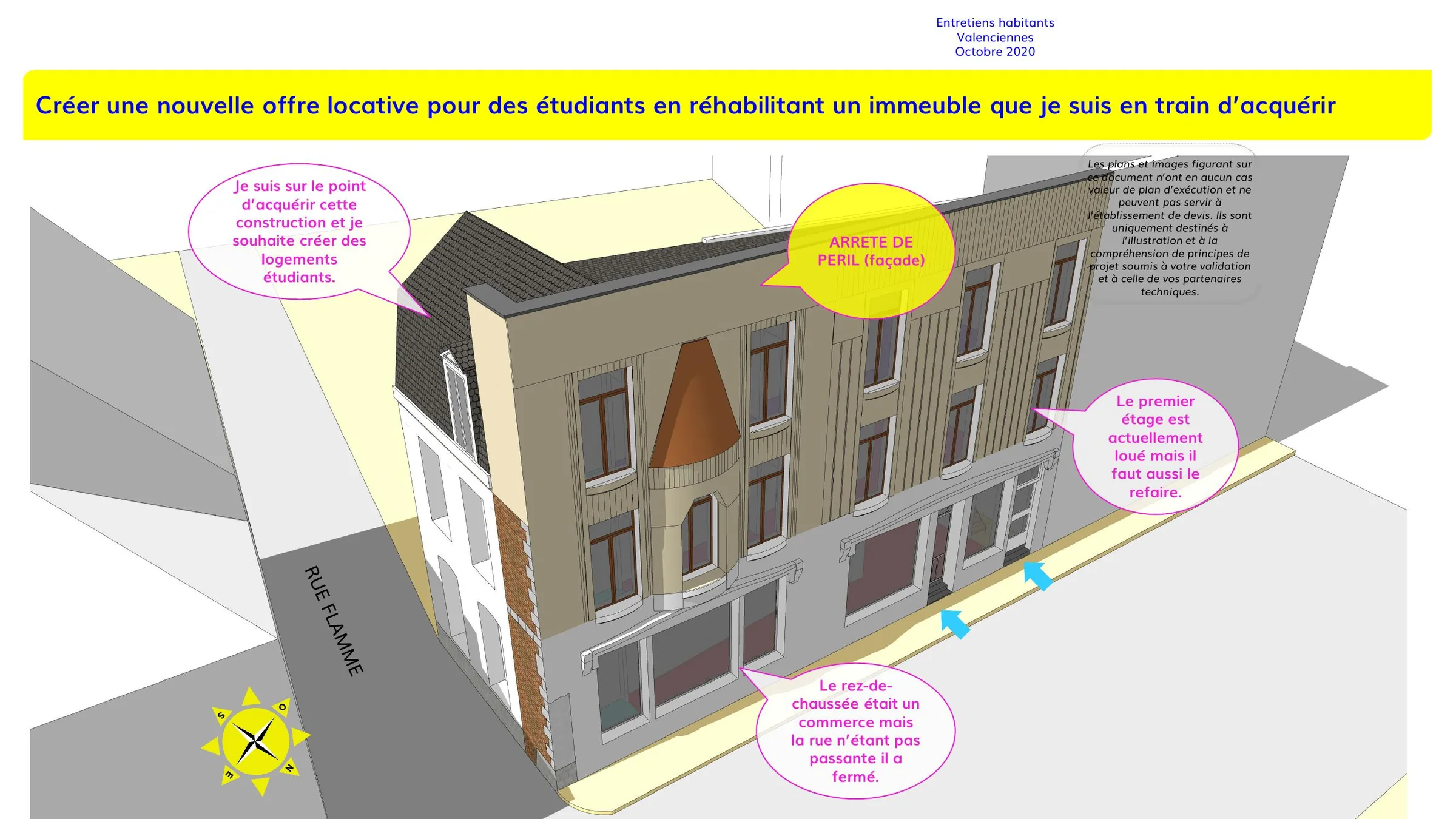 État des lieux de la façade et des étages loués