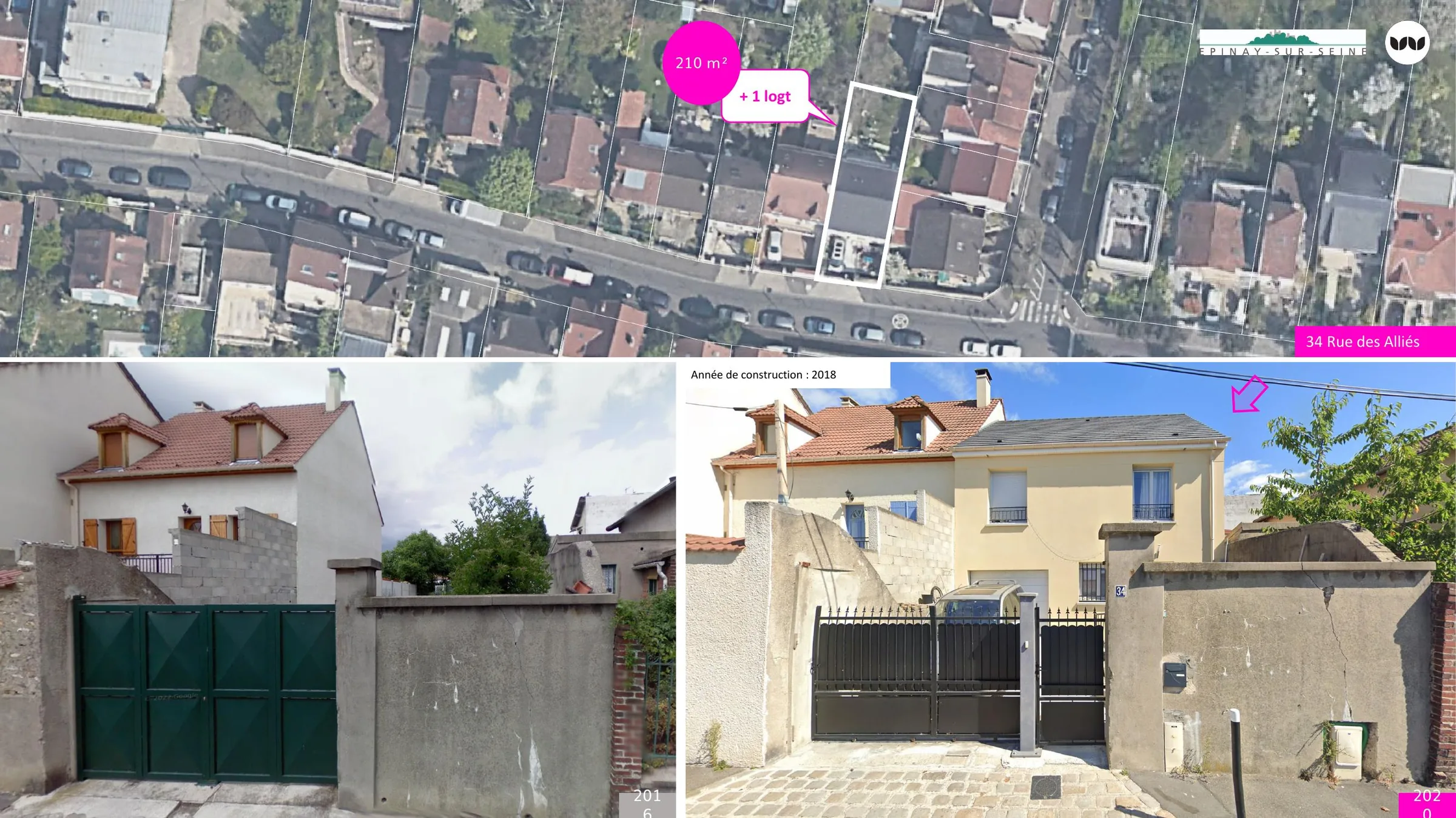 34 Rue des Alliés – parcelle de 210 m², +1 logement, construction 2018
