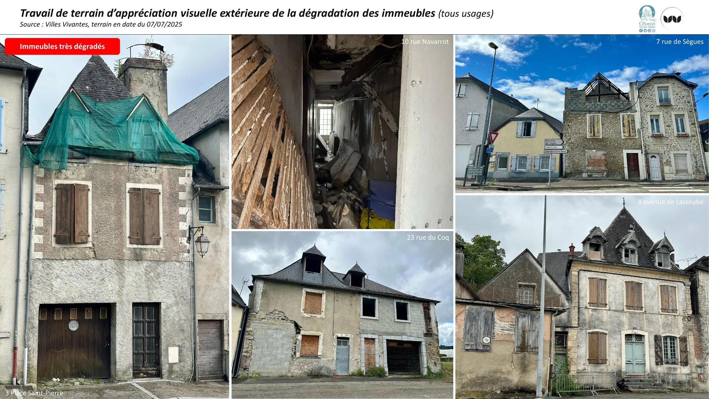 Travail de terrain sur les immeubles très dégradés