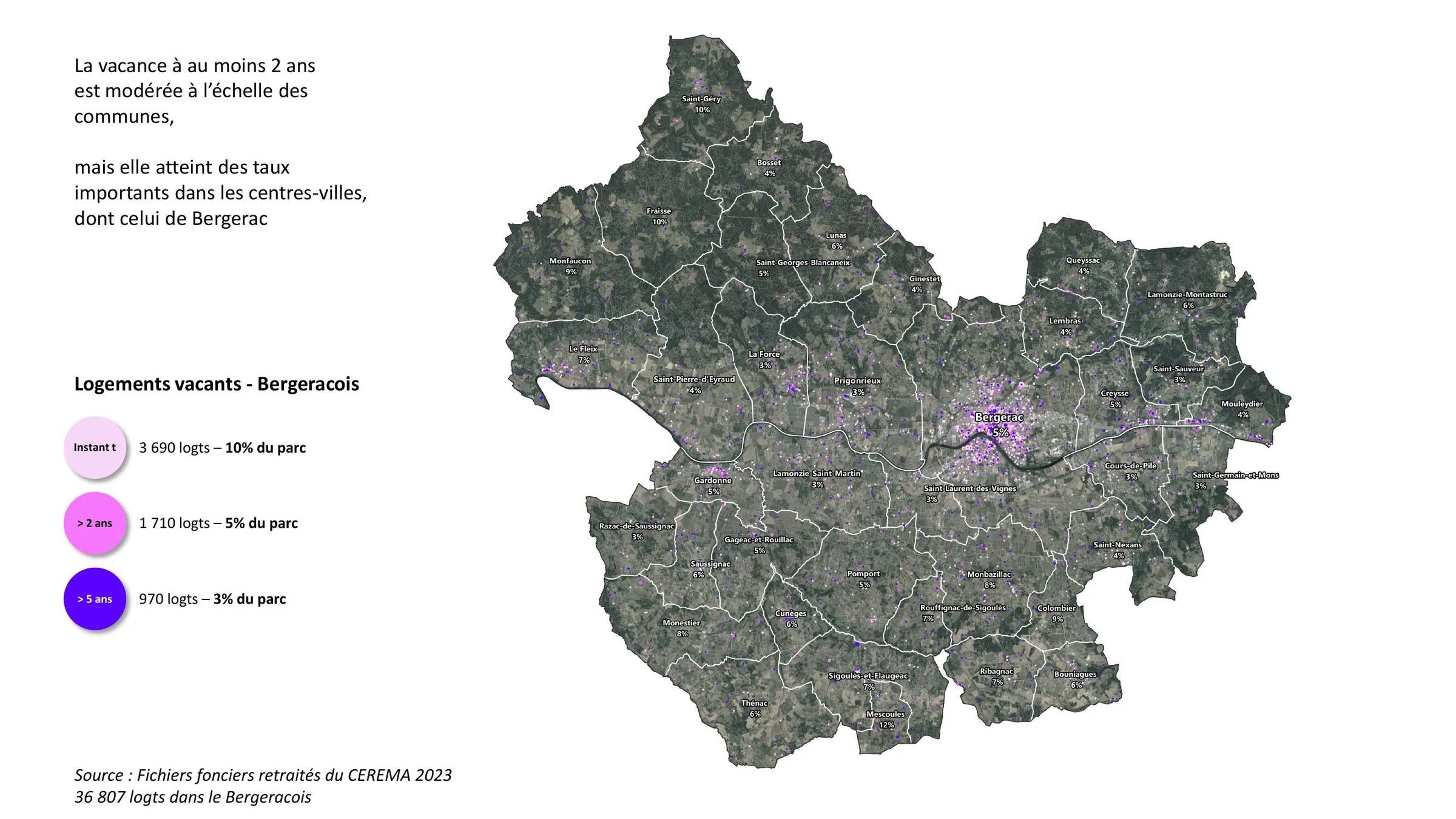 Cartographie des logements vacants à l'échelle du Bergeracois