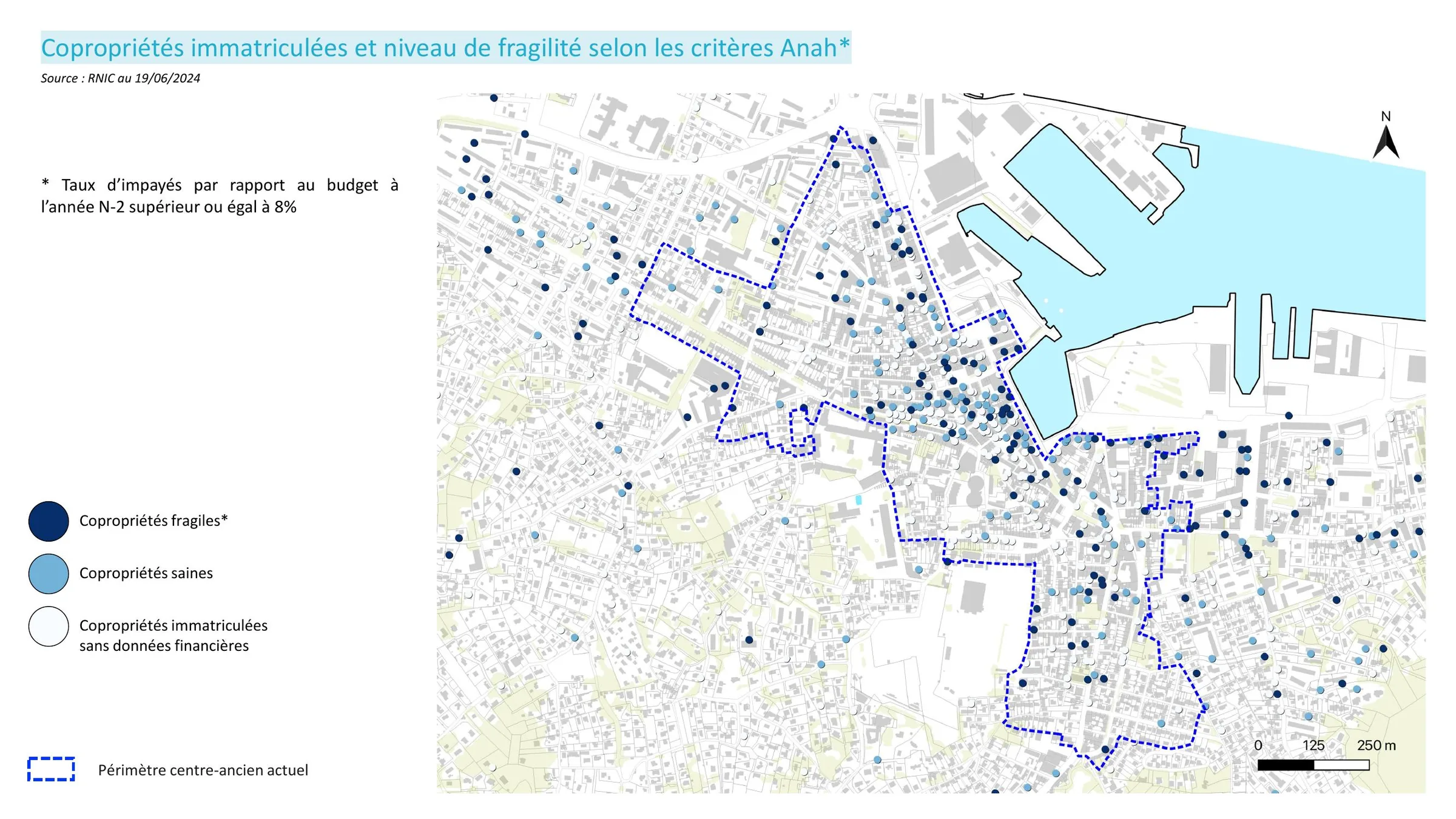 Localisation des copropriétés fragiles et saines selon les critères Anah