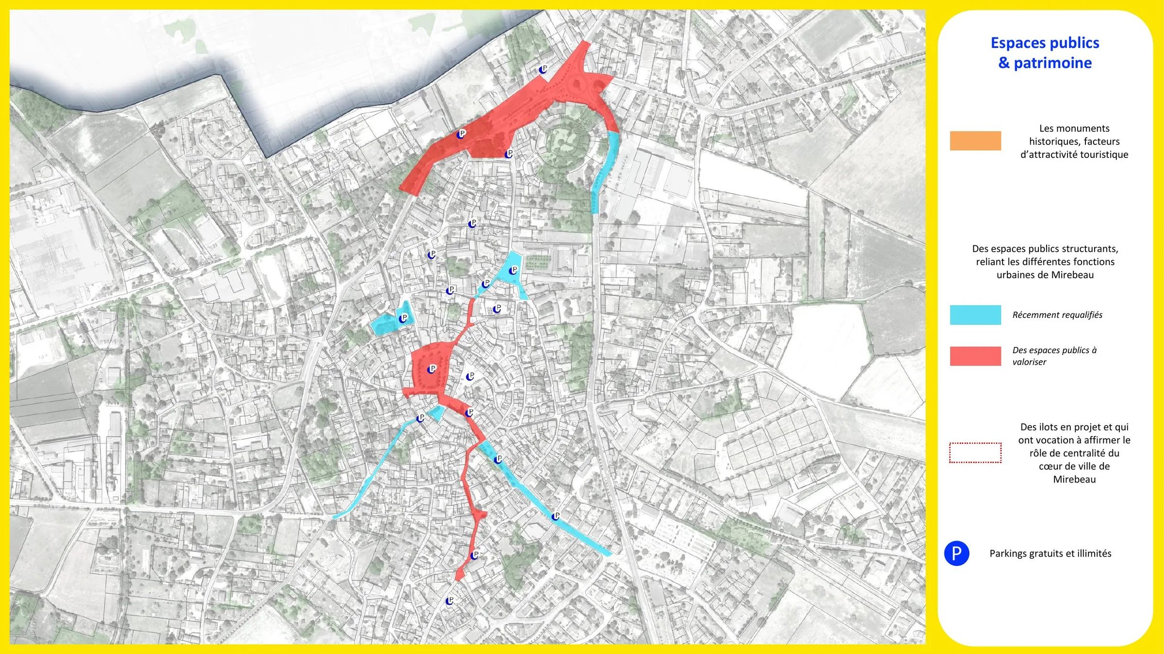 Espaces publics structurants, récemment requalifiés ou à valoriser