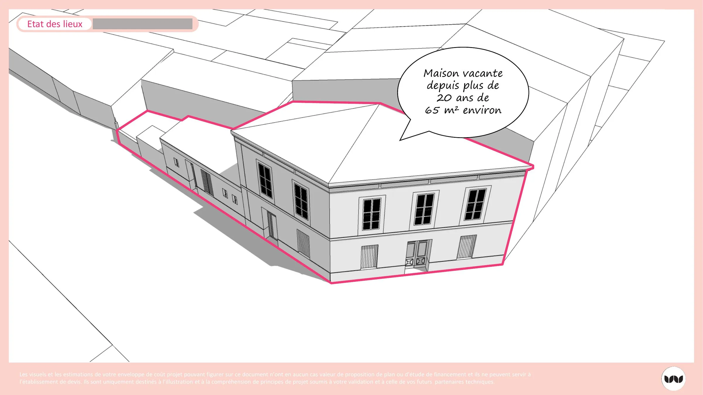 Maison vacante depuis plus de 20 ans, d'environ 65 m², à rénover