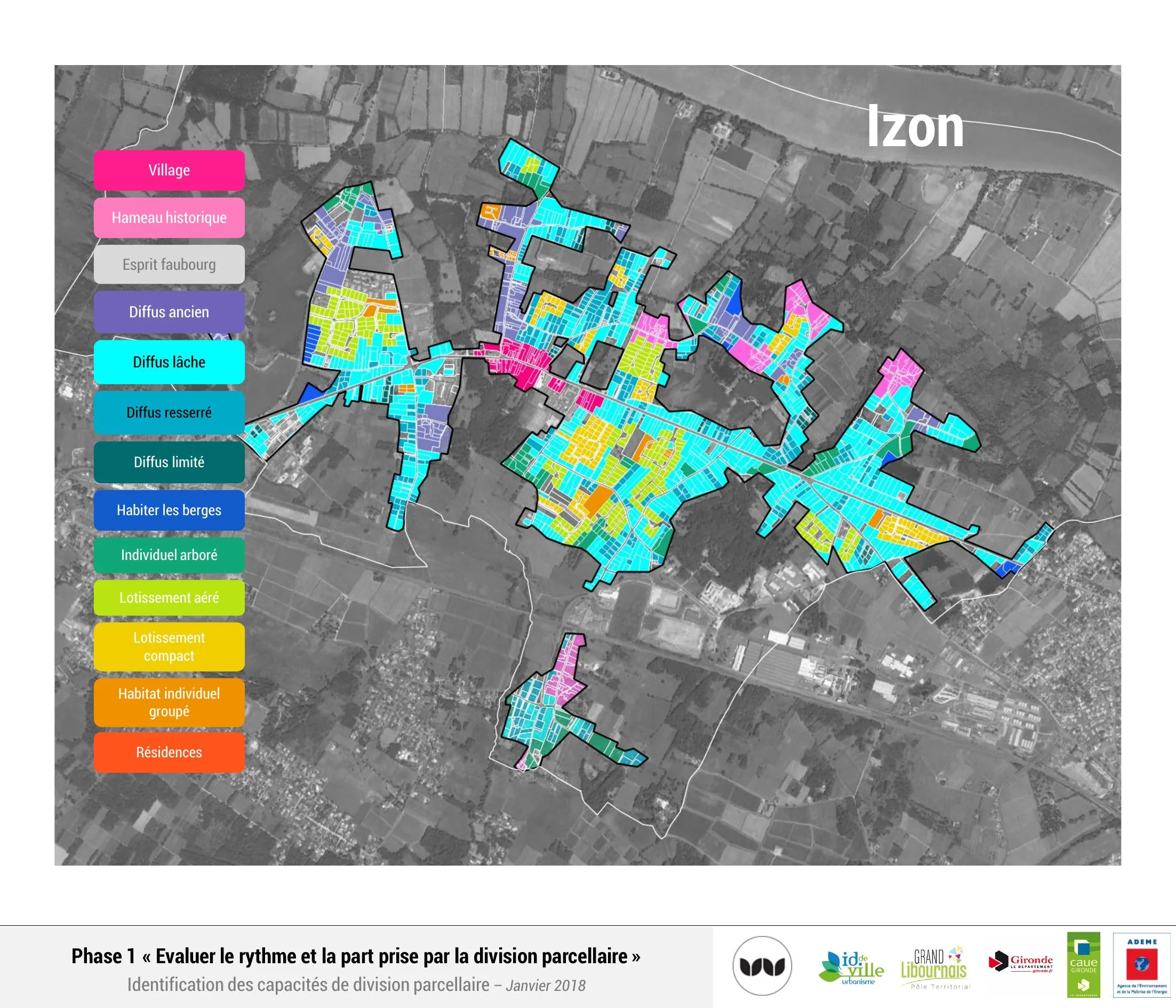 Cartographie des cadres de vie identifiés sur la commune d'Izon