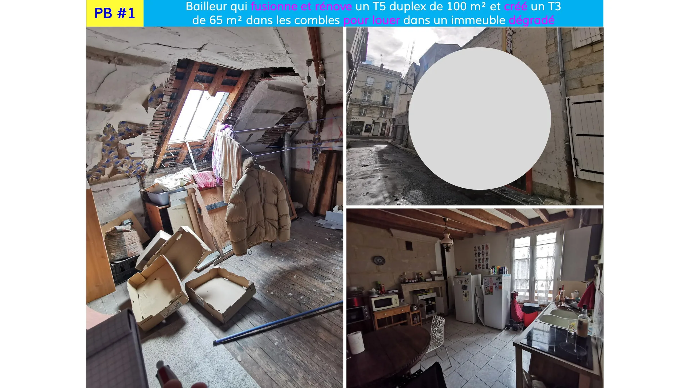 Photographies d'un immeuble dégradé avant travaux, cas PB#1
