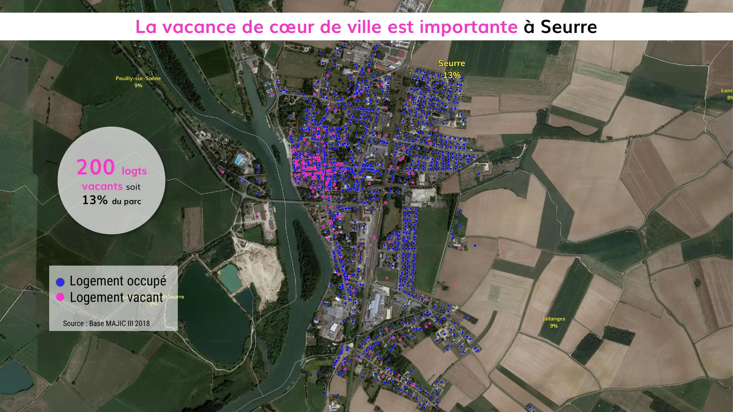 Localisation de la vacance dans le centre-ville de Seurre
