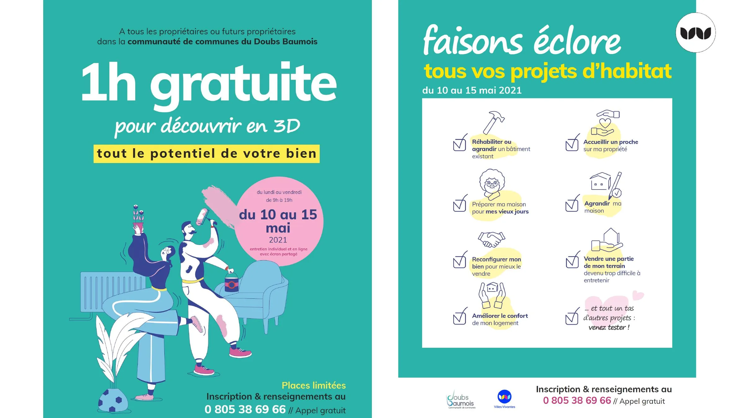 Campagne de communication proposant un accompagnement gratuit des projets d'habitat