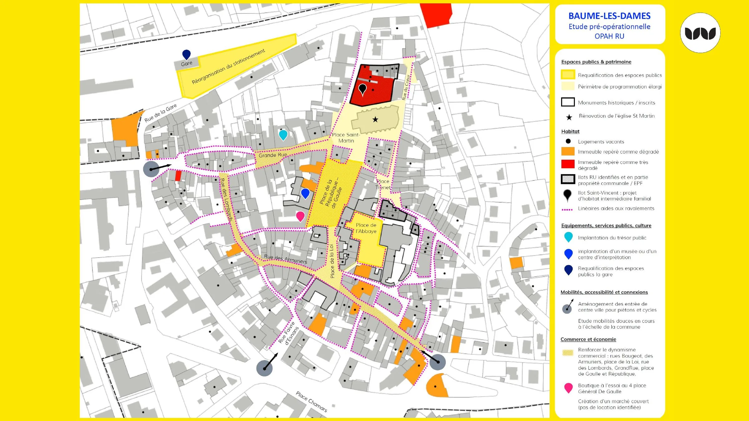 Plan d'actions de l'OPAH-RU à Baume-les-Dames : habitat, espaces publics, commerces