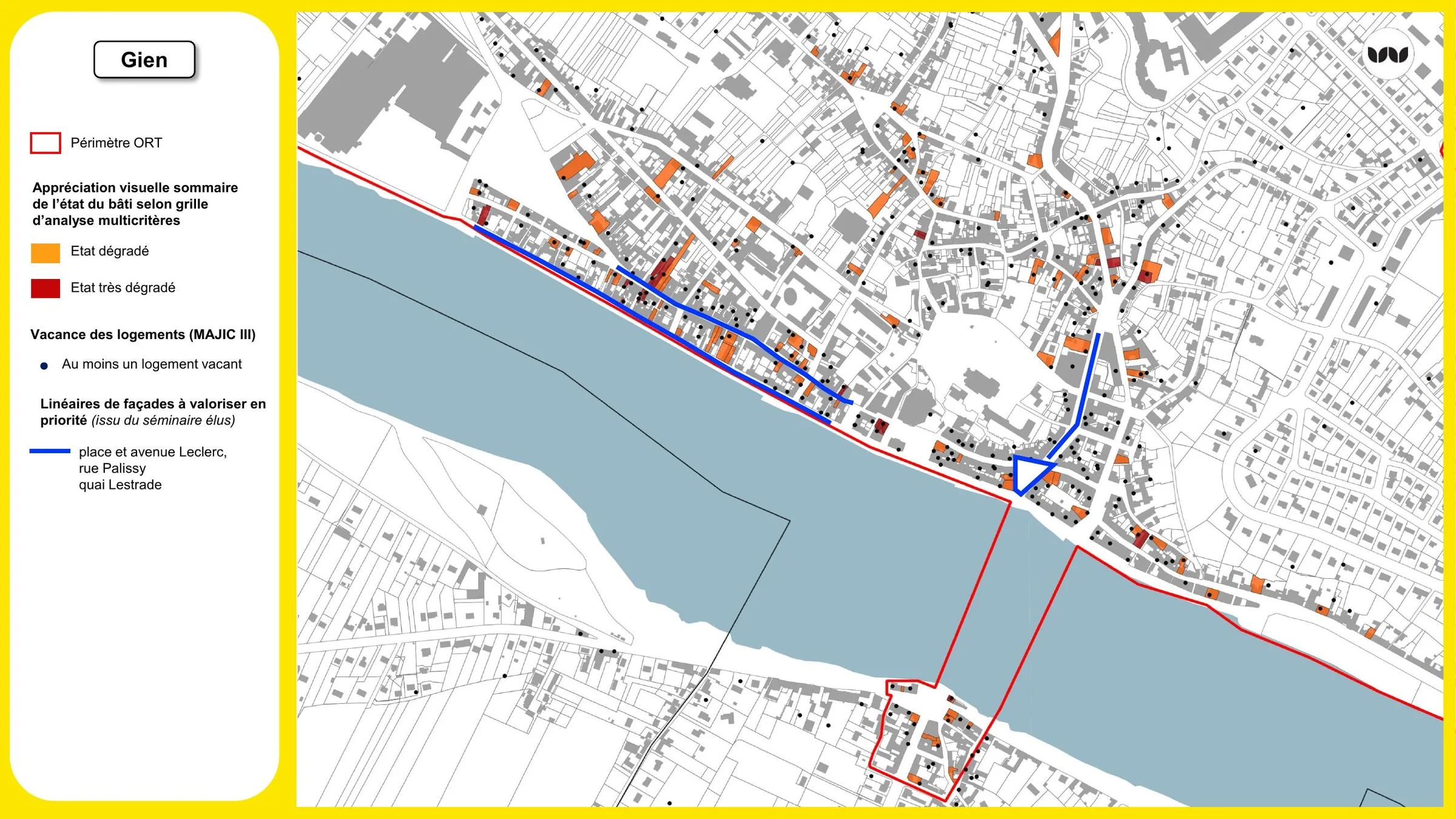 Repérage du bâti dégradé et de la vacance dans le périmètre ORT de Gien