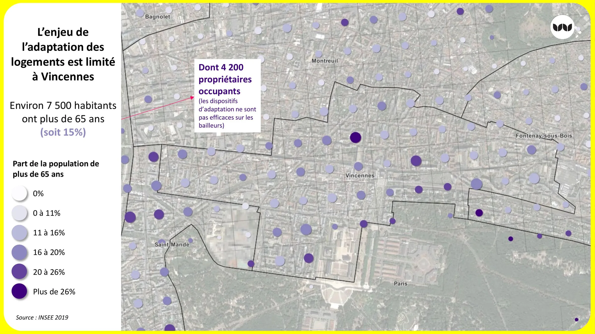 Localisation des propriétaires occupants de plus de 65 ans à Vincennes