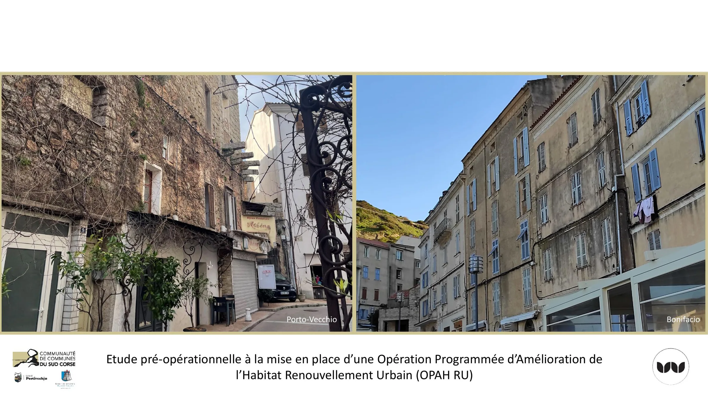 Ruelles anciennes de Porto-Vecchio et de Bonifacio, cœurs de ville concernés par l'étude