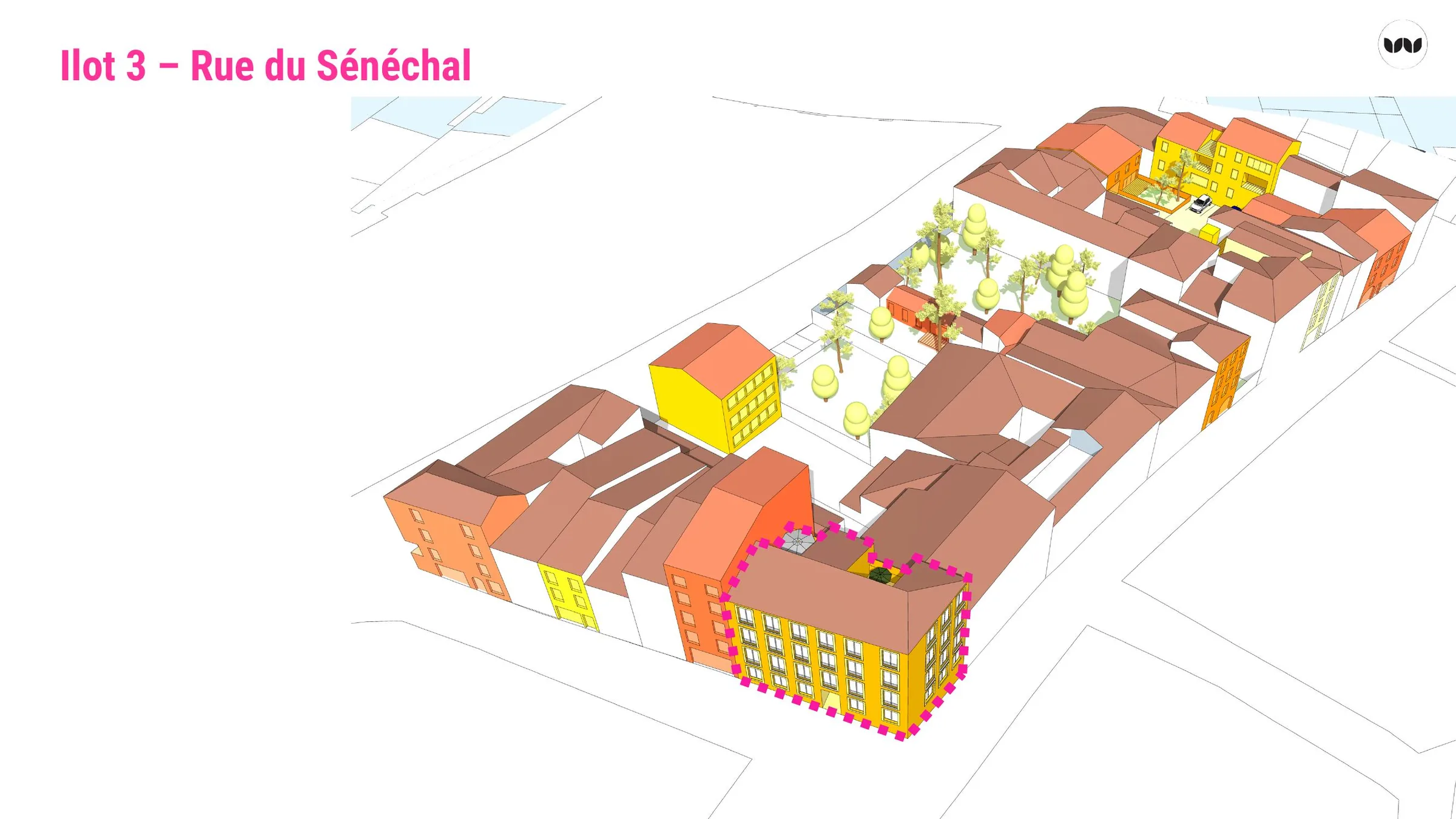 Vue en projet de l'îlot 3 rue du Sénéchal après valorisation